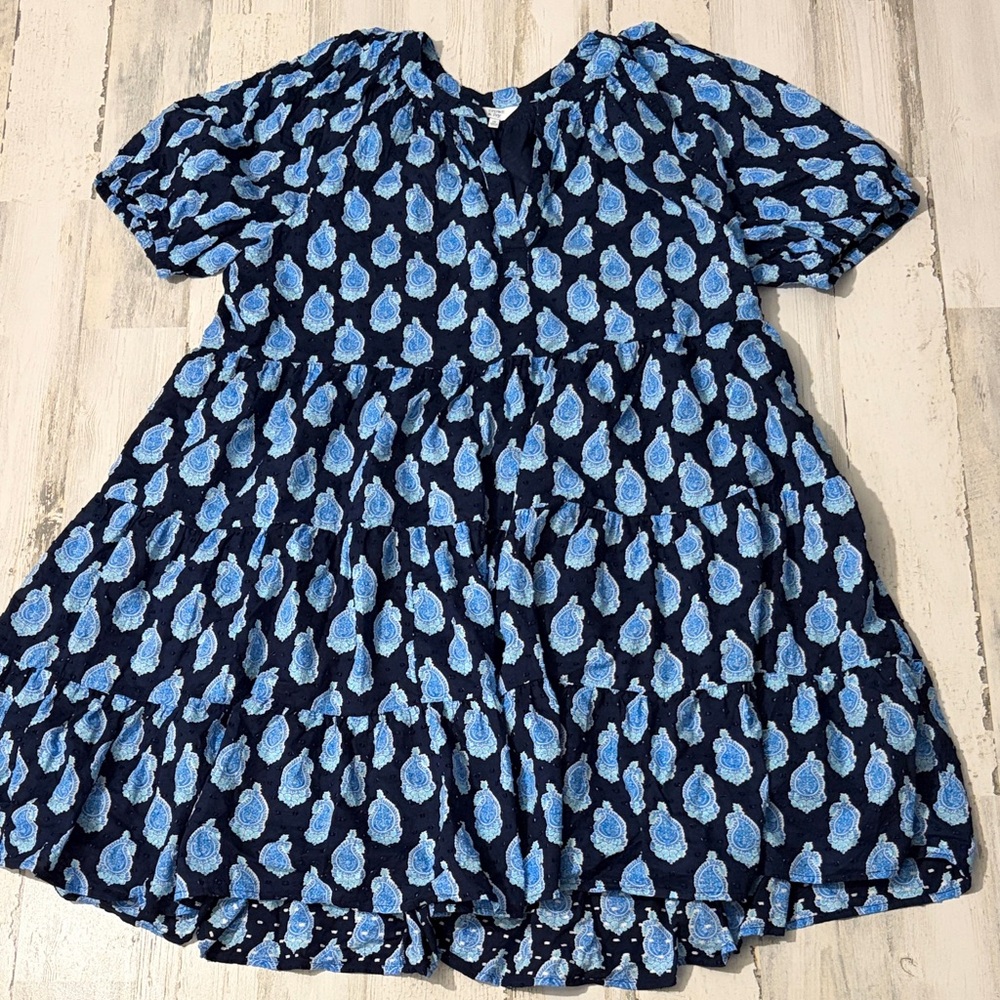 Crown & Ivy Blue and White Paisley Patterned Midi Dress Size 1X - Picture 3 of 11
